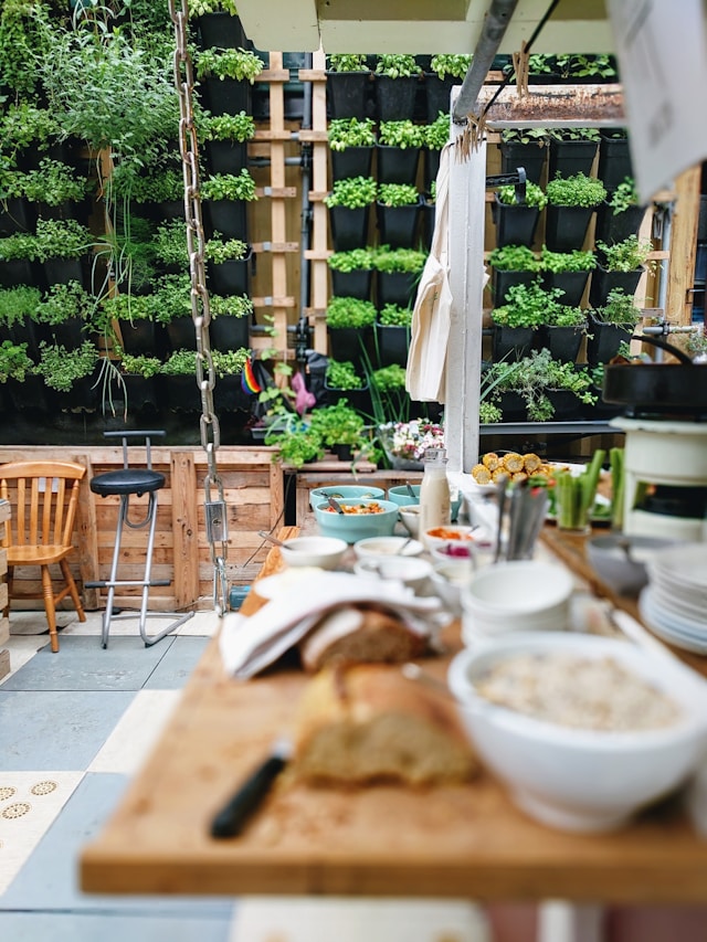 Loft mit Indoor Garten und Kräutern in der Küche